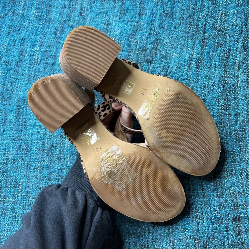 Madewell Alyssa Cheetah Print Calf Hair Sandals Tan and Black Women's Size 7.5